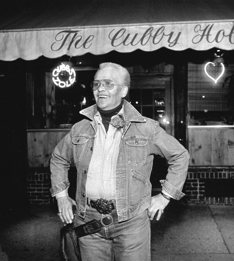 Storme DeLarverie in front of the Cubby Hole bar in NYC.
