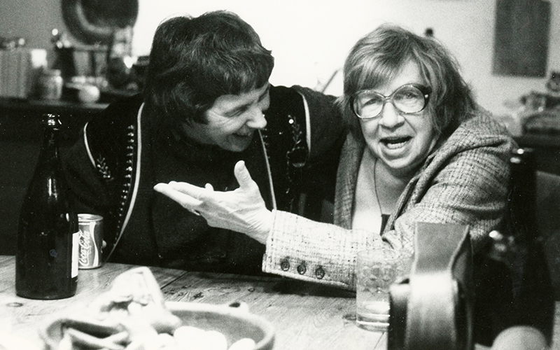 Anne MacKay (left) is entertained by photographer Edna Bennett